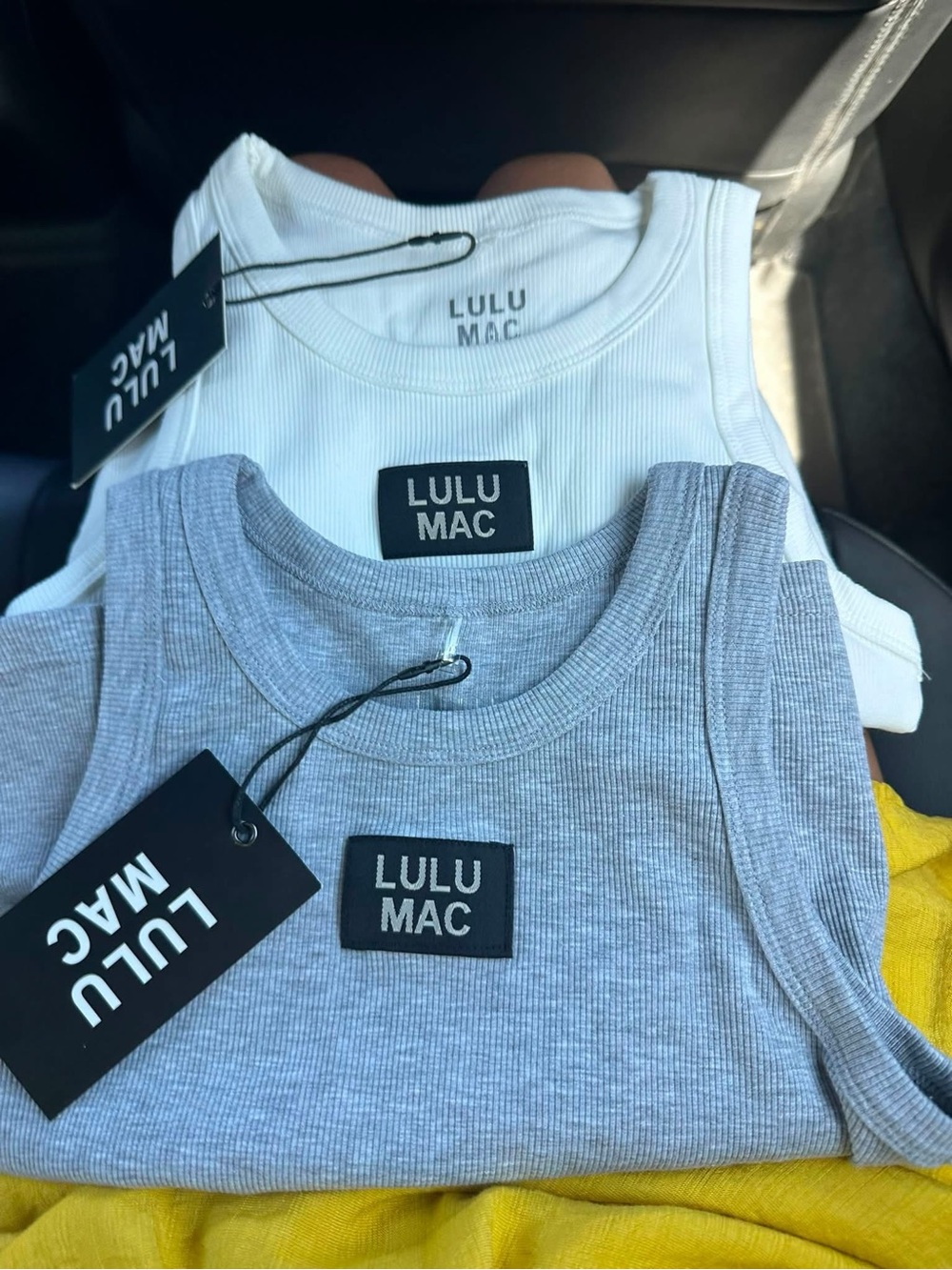 Kids Ribbed Tank Top Set - White & Light Gray